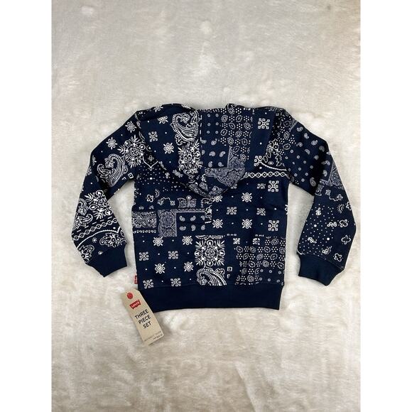 Levi's Hoodie Toddler Sz 3T Blue Paisley Bandanna Full Zip Sweatshirt NWT Jacket - Picture 2 of 10